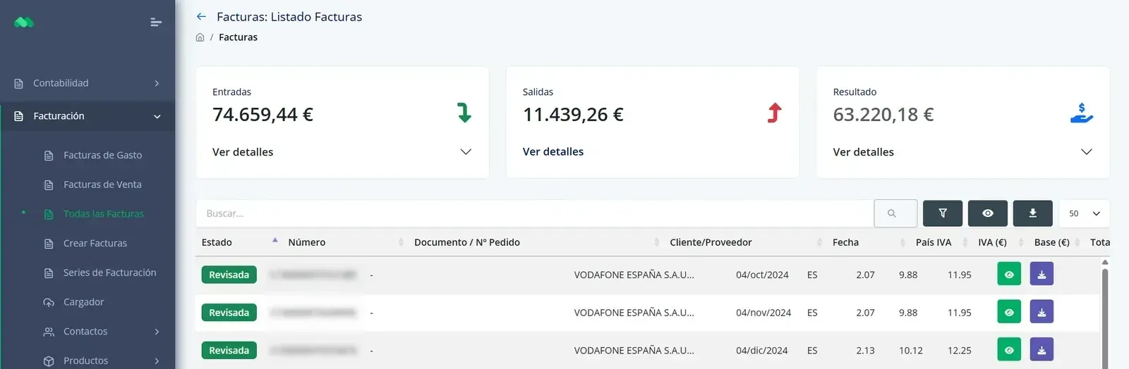 Llistat de factures